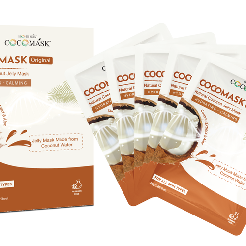 BIOHD SKIN COCOMASK Coconut Jelly Face Mask, Hydrating Sheet Masks for Skincare with Coconut Water & Aloe, Refreshing At-Home Facial, 1.69 oz, COCOMASK Original (5 Sheet/Box)