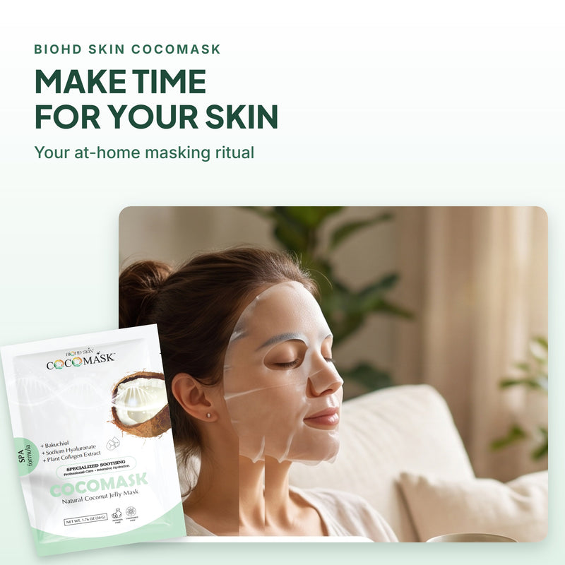 BIOHD SKIN Bakuchiol Coconut Face Mask, Hydrating Sheet Masks for Skincare with Coconut Water, SPA Formula, 3 Count