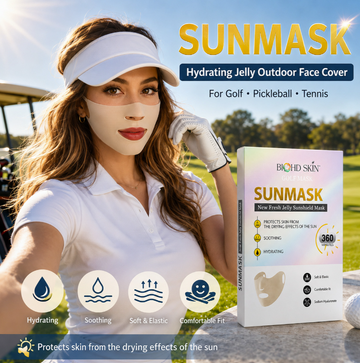 BIOHD SKIN SUNMASK Fresh Jelly Outdoor Face Cover Mask, Hydrating Face Cover with Mask Essence for Golf, Tennis, Pickleball & Cycling, Size S