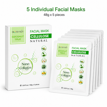 Bio-Collagen Face Mask – Korean Glass Skin Coconut Bio Cellulose Sheet Mask (5 Sheets)