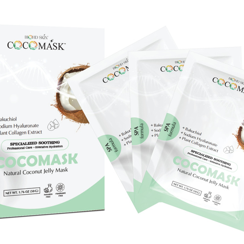 BIOHD SKIN Bakuchiol Coconut Face Mask, Hydrating Sheet Masks for Skincare with Coconut Water, SPA Formula, 3 Count