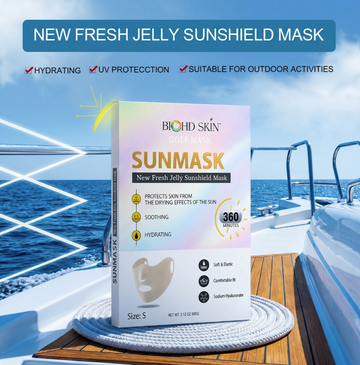 BIOHD SKIN SUNMASK Fresh Jelly Outdoor Face Cover Mask, Hydrating Face Cover with Mask Essence for Golf, Tennis, Pickleball & Cycling, Size S