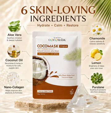 BIOHD SKIN COCOMASK Original Coconut Jelly Face Mask, Aloe & Coconut Water, Cooling Hydrating Facial Mask, K-Beauty Self Care, 1.69 oz