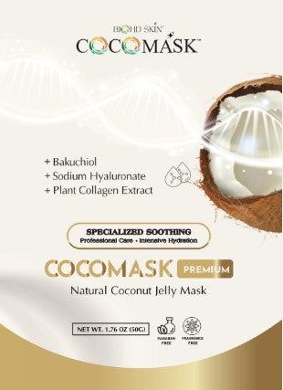 BIOHD SKIN COCOMASK Premium Natural Coconut Jelly Mask, Bakuchiol, Sodium Hyaluronate & Plant Collagen Extract, Hydrating Facial Mask, 1.76 oz