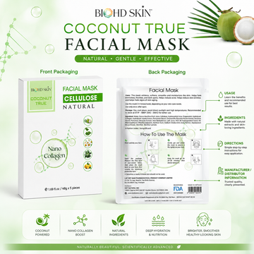 BIOHD SKIN Nano Collagen Coconut Sheet Mask for soft, smooth, refreshed skin feel