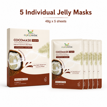 Coconut Jelly Face Mask – Cooling Hydrating Jelly Sheet Mask with Aloe (5 Sheets)