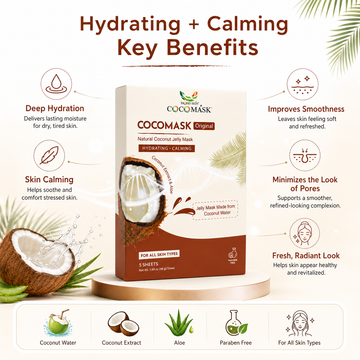 Coconut Jelly Face Mask – Cooling Hydrating Jelly Sheet Mask with Aloe (5 Sheets)