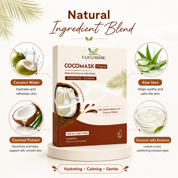 Coconut Jelly Face Mask – Cooling Hydrating Jelly Sheet Mask with Aloe (5 Sheets)