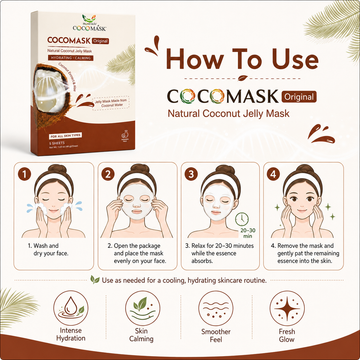 Coconut Jelly Face Mask – Cooling Hydrating Jelly Sheet Mask with Aloe (5 Sheets)