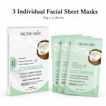 BIOHD SKIN Bakuchiol Coconut Sheet Mask — hydrating sheet mask with bakuchiol and sodium hyaluronate, product detail