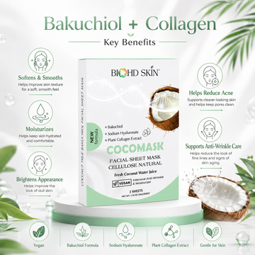 BIOHD SKIN Bakuchiol Coconut Sheet Mask — coconut-inspired K-beauty facial mask, product detail