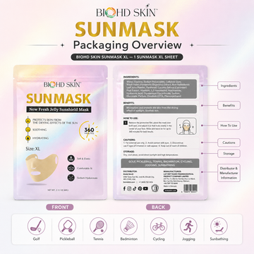 SUNMASK Jelly Outdoor Face Cover with Hydrating Essence – Golf, Tennis, Cycling (Size XL)
